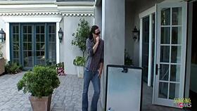 A knock on the door leads to hot and steamy sex with big fake tits