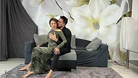 Oiled fuck with my big ass friend on the couch