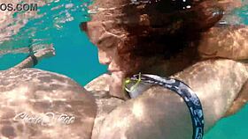 Pornstar Sheila Ortega sucking and fucking underwater while snorkeling