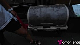 negotiations with bar owner for porn threesome creampie and handjob on her big tits