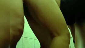 Asian pinay bent over for doggystyle blowjob in bathroom with loud moaning