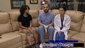 dr tampa checks nicole luvas' petite 18+ body in her first gyno exam with gloves and spreading
