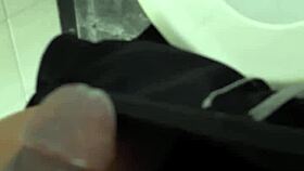 hey, i just masturbated my shaved cock in the restroom, cum everywhere close up!!