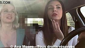 lucky guy gets his first blowjob from two french sluts on the roadside, emptying his balls in pov outdoor sex