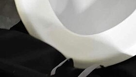 hey, i just masturbated my shaved cock in the restroom, cum everywhere close up!!