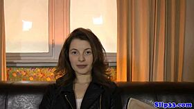 stockinged glamour euro interviewed and doggystyled by old guy