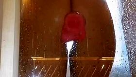 girl with juicy ass plays in shower with pink dick