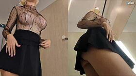 Hidden camera captures upskirt view in the locker room.