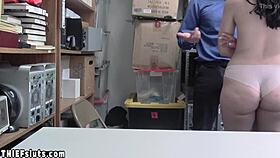 dirty cop punishes a timid teen shoplifter by fucking her on cctv