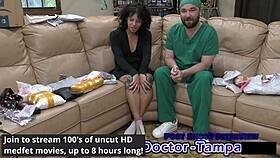 dr tampa checks nicole luvas' petite 18+ body in her first gyno exam with gloves and spreading