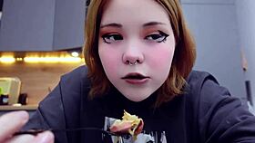 pretty alternative girl does a cute mugbang with her chubby friends.
