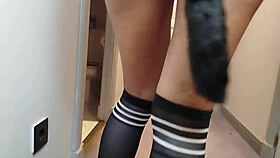 Latin girlfriend in catsuit gets banged by master.