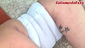 Latina slut in sexy white outfit shows amazing ass, gives delicious blowjob, then gets fucked hard