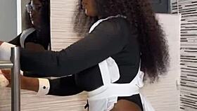 Ebony Maid Rides Boss
