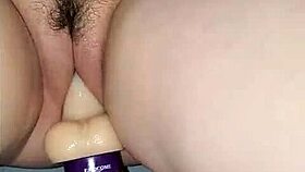 Handcuffed Amateur Wife Creams on Mechanical Dildo