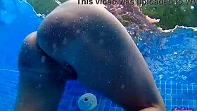 enjoying tight trimmed pussy sex in the pool on a nice day