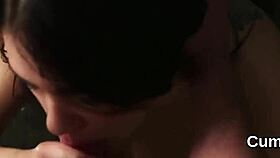 Spicy fuck doll intensely sucks cum after getting bukkake facial and cumshot in pov.