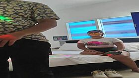 mature woman spending time with her young step-nephew in a family gathering