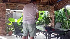 creampie fucks best friend's wife on patio