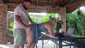 creampie fucks best friend's wife on patio