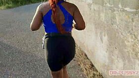 Ebony Redhead With Giant Ass Trains In Gym Filmed By Lover