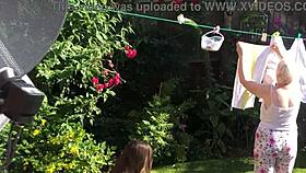 Sexy neighbor flaunts her big tits and ass