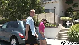 Mofozo com showcases a busty amateur getting cum on her tits after wild oral