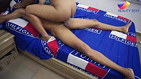 Girlfriend's ebony ass gets ripped and creampied by big black cock