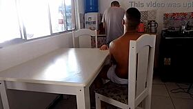 Naughty Wife Fucks Big Black Cock While Cuckold Washes Dishes In Kitchen