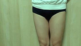 Wild Schoolgirl in Bloomers and Sheer Lingerie Plays Anal on Halloween!