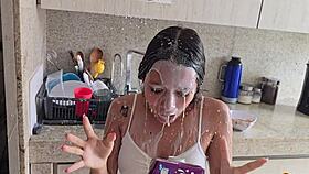 I was fucking my stepsister in the kitchen when my stepfather walked in and caught me cumming on her.