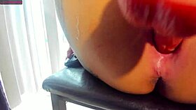 dude, banging my big tits with a huge dildo... so wet!