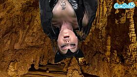 Hot teen in bat costume masturbates upside down on camsoda