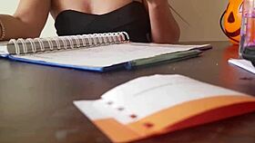 Stepsister flashes shaved pussy