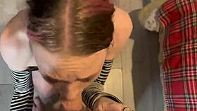 Petite Goth Rokky Horror Wets Herself, Sits In Pee, And Sucks Cock