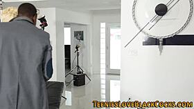 Blonde Girl Casually Tugs on a Black Cock in HD