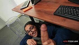 Sneaky Blowjob Under The Table In Class - Pervteen 18+