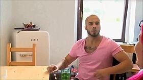 I’m obsessed with this busty German redhead milf, her tattoos and piercings, getting anal in the kitchen!