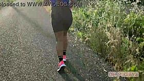 Ebony Redhead With Giant Ass Trains In Gym Filmed By Lover