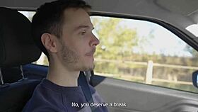 horny teen sucked and swallowed me on our road trip? amateur pov action!