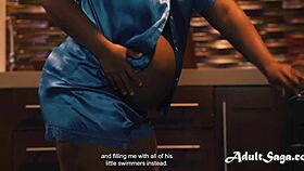 pregnant ebony avery jane gets interracial hardcore in kitchen with nathan bronson