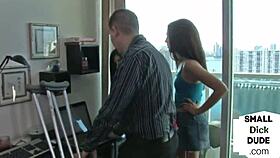 Hey! Femdom Teen 18+s Humiliate Small 18+ Penis in Wild 3some!