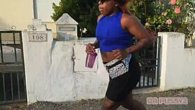 Ebony Redhead With Giant Ass Trains In Gym Filmed By Lover