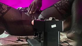 the blackpussy porn star fucks a sex machine with smooth operator