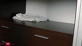 small-breasted beauty wakes up her bf to suck his dick and then gets fucked hard