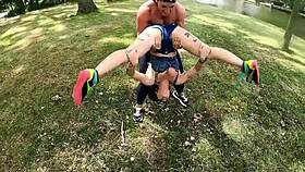 hot lesbian milf deepthroats and squirts in personal training