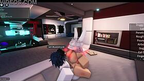 In Roblox, I break her virtual pussy with intense gameplay
