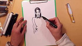 Watch this quick sketch of a hot sexy girl in latex getting drawn