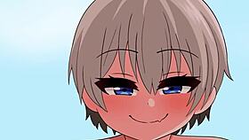 Wow, Uzaki Hana's hot beach sex with titty fuck and cumshot 😍