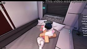 In Roblox, I break her virtual pussy with intense gameplay